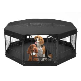 Dog Playpen, 8 Pcs 24 x 24 in Panels Foldable Metal Pet Exercise Pen, Dog Fence Indoor and Outdoor Pen with Door, Storage Bag