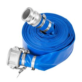 Suction Hose Kit for Water Pump, with 2 in x 50 ft Blue Backwash Hose, 20 ft Green Suction Hose, and Steel Round Hole Strainer, Camlocks, Clamps