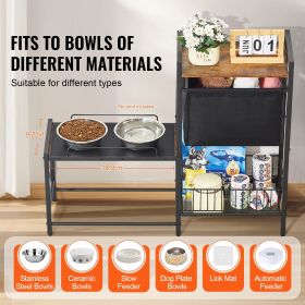 Pet Feeding Station with Storage, Elevated Dog Bowls, Raised Dog Bowl Stand, Dog Food Storage and Feeder Station with Storage Shelves