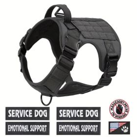American Local Tactical Pet Boobs Service Dog Harness Vest Adjustable Reflective Dog Harness Metal Buckle Hiking Training (Option: Black-M)