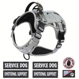 American Local Tactical Pet Boobs Service Dog Harness Vest Adjustable Reflective Dog Harness Metal Buckle Hiking Training (Option: GrayCamo-S)