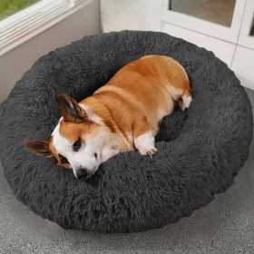 Pet Dog Bed Soft Warm Fleece Puppy Cat Bed Dog Cozy Nest Sofa Bed Cushion (Option: Dark grey)