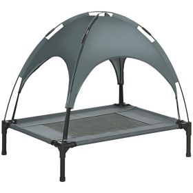 Elevated Dog Bed with Removable Canopy, Outdoor Dog Cot with UV Protection Canopy Shade, 30 inch Pet Bed for Camping, Gray (Option: Grey-710x100x130 mm)