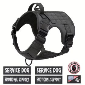Tactical Pet Chest Service Dog Harness Vest Adjustable Reflective Dog Harness Metal Buckle Hiking Training (Option: Black-M)