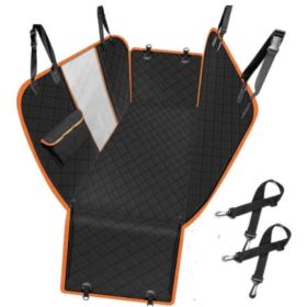 Dog Car Seat Cover View Mesh Pet Carrier Hammock Safety Protector Car Rear Back Seat Mat With Zipper And Pocket For Travel (Option: Orange belt mesh)