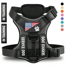 Reflective Breathable Solid Color Polyester Dog Strap (Option: Black-L)