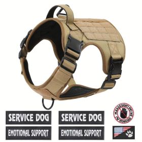 American Local Tactical Pet Boobs Service Dog Harness Vest Adjustable Reflective Dog Harness Metal Buckle Hiking Training (Option: Tan-M)