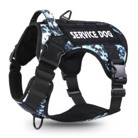 Tactical Pet Chest Service Dog Harness Vest Adjustable Reflective Dog Harness Metal Buckle Hiking Training (Option: Black camouflage-XL)