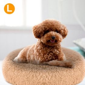 Pet Dog Bed Soft Warm Fleece Puppy Cat Bed Dog Cozy Nest Sofa Bed Cushion (Option: Brown)